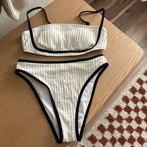 Cupshe White Bikini with Black Accents